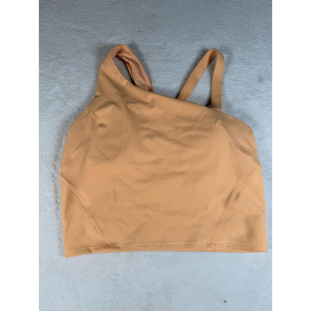 Lululemon Bra Womens 8 Sherbet Orange Longline Asymmetrical Sports Yoga Gym